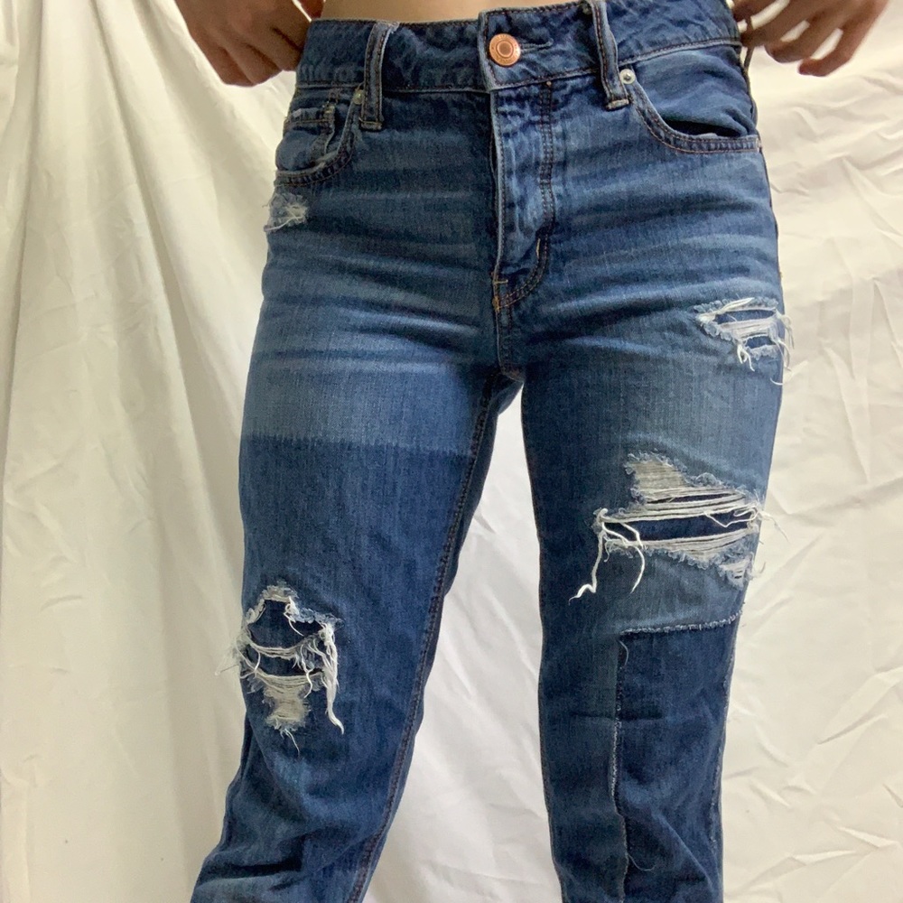 Distressed Medium Wash Boyfriend Jeans